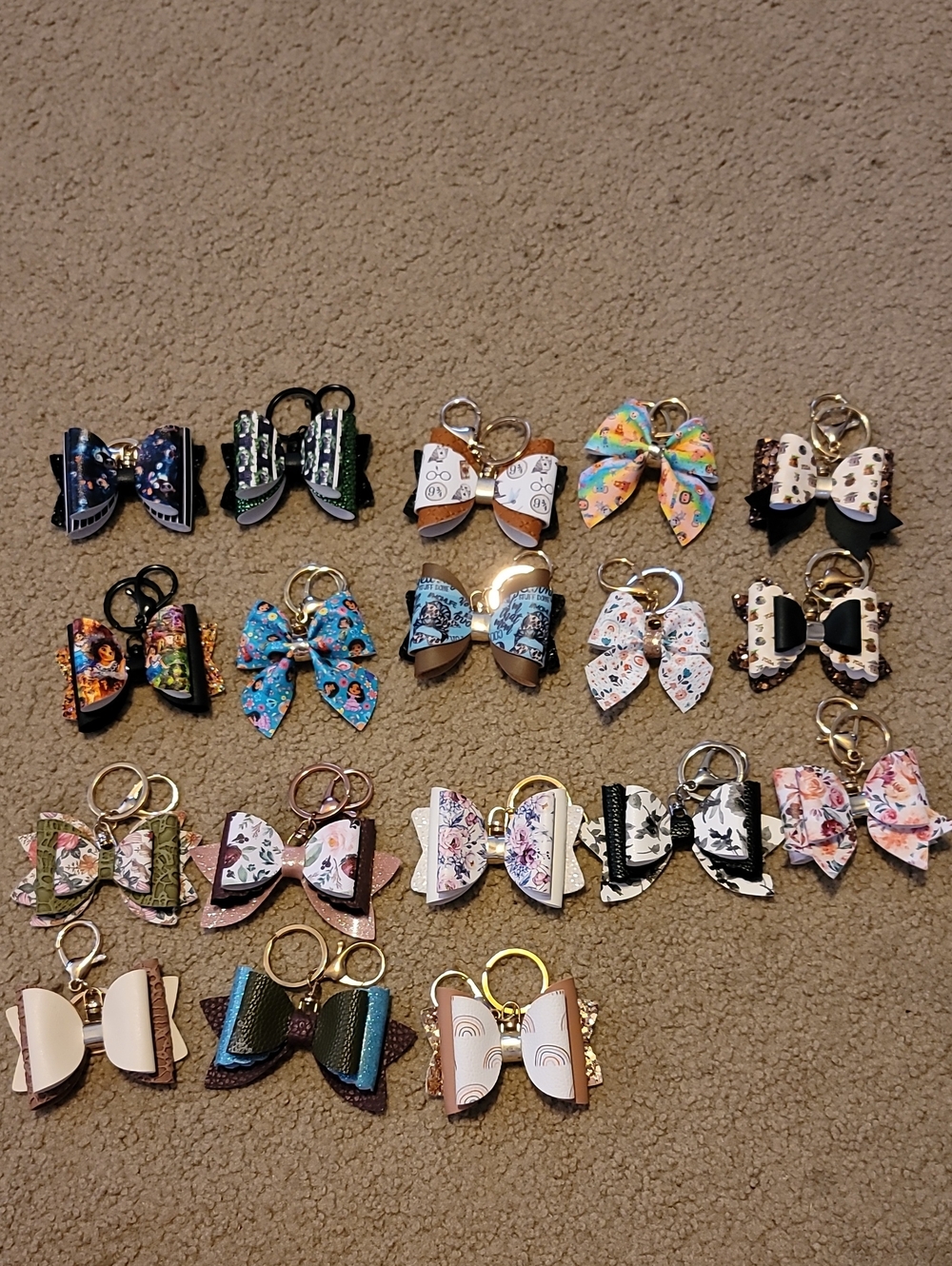 18 Multicolor Bow Keychain Set - Cute Bow Accessories